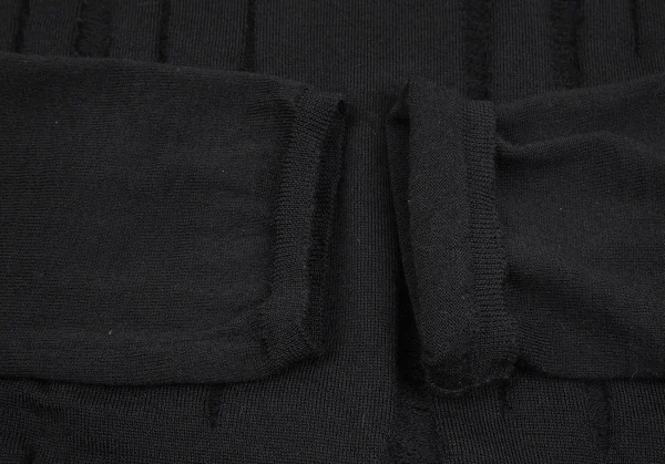 ブラックコムデギャルソンBLACK COMME des GARCONSウールフロントダメージ加工ハイゲージニット 黒M K-79092_009