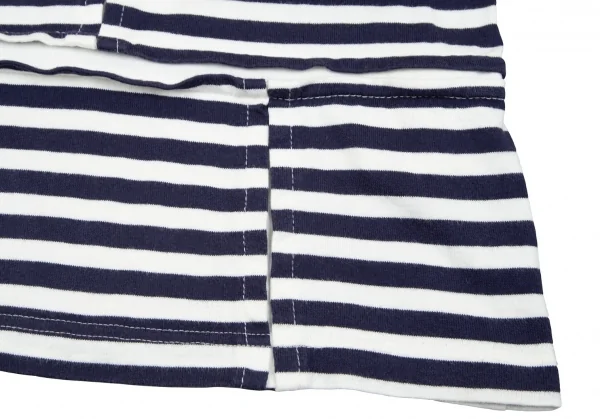 コムコム コムデギャルソンCOMME des GARCONS フロントパッチワーク切替ボーダー長袖Tシャツ 白紺L K-79106_014