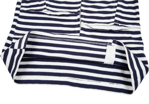 コムコム コムデギャルソンCOMME des GARCONS フロントパッチワーク切替ボーダー長袖Tシャツ 白紺L K-79106_015