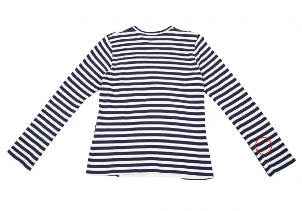 コムコム コムデギャルソンCOMME des GARCONS フロントパッチワーク切替ボーダー長袖Tシャツ 白紺L K-79106_016