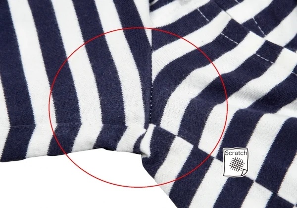 コムコム コムデギャルソンCOMME des GARCONS フロントパッチワーク切替ボーダー長袖Tシャツ 白紺L K-79106_004