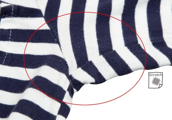 コムコム コムデギャルソンCOMME des GARCONS フロントパッチワーク切替ボーダー長袖Tシャツ 白紺L K-79106_005