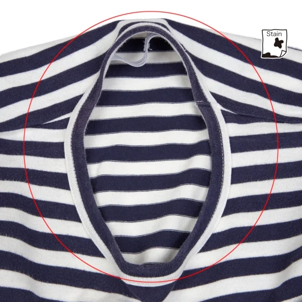 コムコム コムデギャルソンCOMME des GARCONS フロントパッチワーク切替ボーダー長袖Tシャツ 白紺L K-79106_007