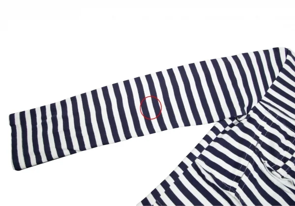 コムコム コムデギャルソンCOMME des GARCONS フロントパッチワーク切替ボーダー長袖Tシャツ 白紺L K-79106_008