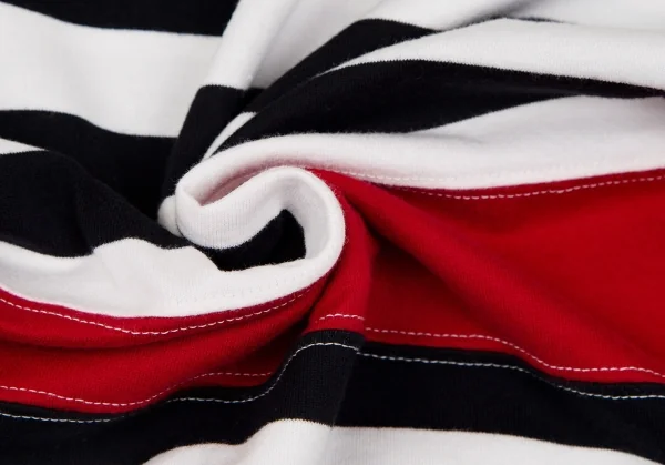 ローブドシャンブル コムデギャルソンrobe de chambre COMME des GARCONS 裾ラウンドカットボーダーTシャツ 白黒赤S位 K-79127_011