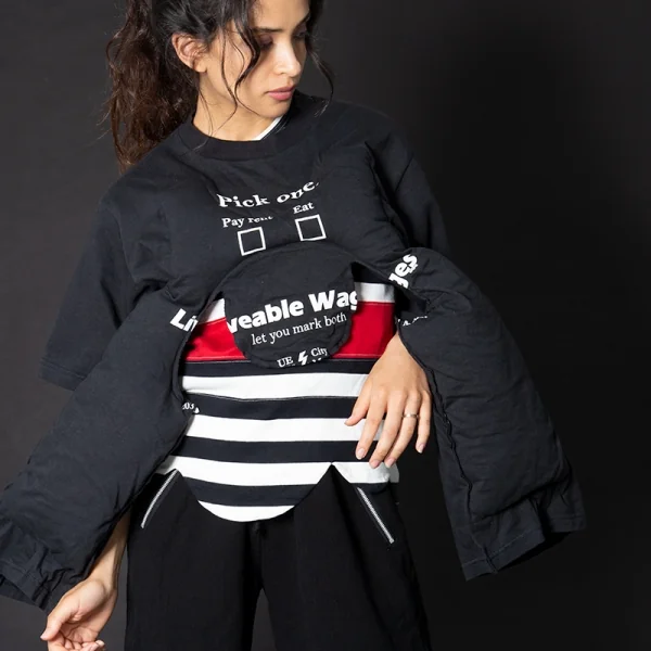 ローブドシャンブル コムデギャルソンrobe de chambre COMME des GARCONS 裾ラウンドカットボーダーTシャツ 白黒赤S位 K-79127_012