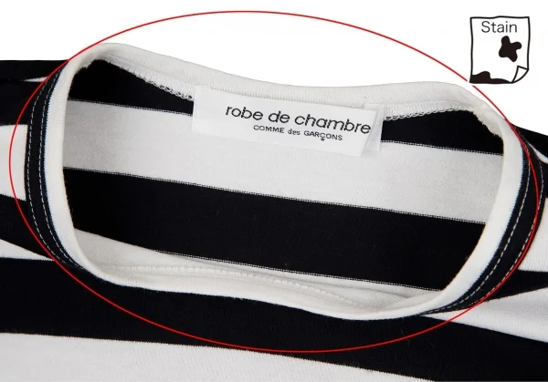 ローブドシャンブル コムデギャルソンrobe de chambre COMME des GARCONS 裾ラウンドカットボーダーTシャツ 白黒赤S位 K-79127_003