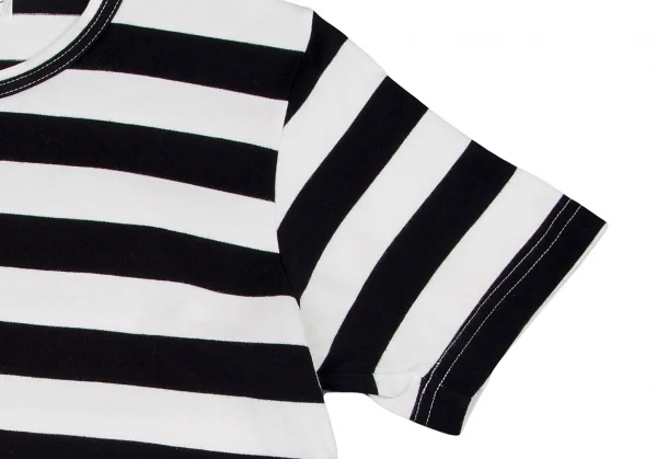 ローブドシャンブル コムデギャルソンrobe de chambre COMME des GARCONS 裾ラウンドカットボーダーTシャツ 白黒赤S位 K-79127_004