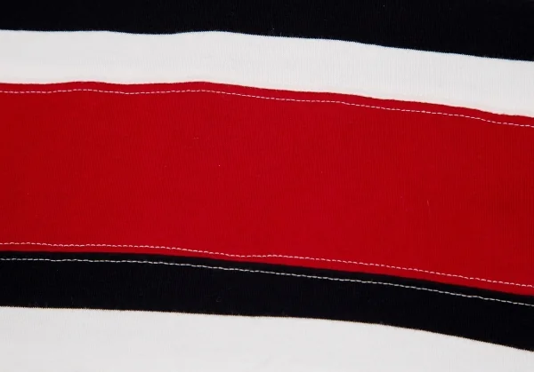 ローブドシャンブル コムデギャルソンrobe de chambre COMME des GARCONS 裾ラウンドカットボーダーTシャツ 白黒赤S位 K-79127_006