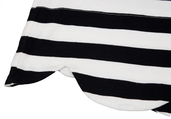 ローブドシャンブル コムデギャルソンrobe de chambre COMME des GARCONS 裾ラウンドカットボーダーTシャツ 白黒赤S位 K-79127_007