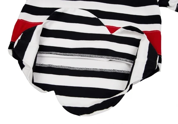 ローブドシャンブル コムデギャルソンrobe de chambre COMME des GARCONS 裾ラウンドカットボーダーTシャツ 白黒赤S位 K-79127_008