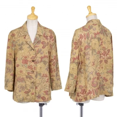 バーバリーズBurberrys' リネンウールフラワープリント七分袖ジャケット モカ他