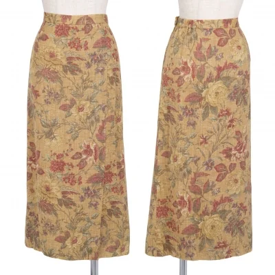 バーバリーズBurberrys' リネンウールフラワープリントスカート モカ他