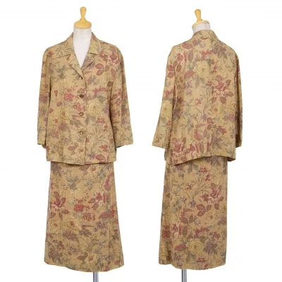 バーバリーズBurberrys' リネンウールフラワープリントセットアップ モカ他