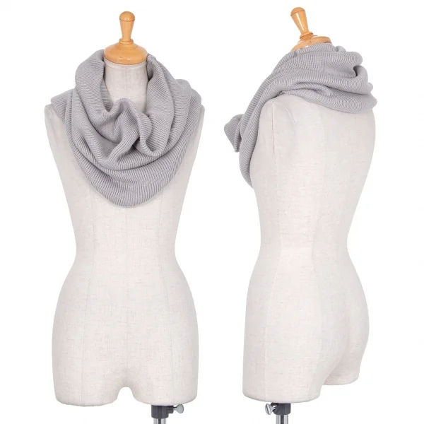 ヨウジヤマモト ファムYohji Yamamoto FEMME レーヨンコットンニットスヌード パープルグレー2 K-79385_001