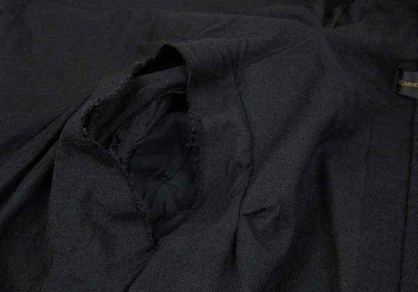 コムデギャルソンCOMME des GARCONS フロントドレープ切替ストライプジャケット 黒グレーS K-79426_011