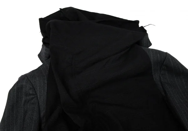 コムデギャルソンCOMME des GARCONS フロントドレープ切替ストライプジャケット 黒グレーS K-79426_004