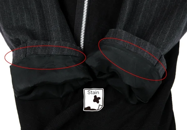 コムデギャルソンCOMME des GARCONS フロントドレープ切替ストライプジャケット 黒グレーS K-79426_008