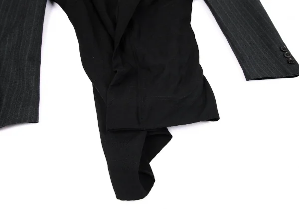 コムデギャルソンCOMME des GARCONS フロントドレープ切替ストライプジャケット 黒グレーS K-79426_009