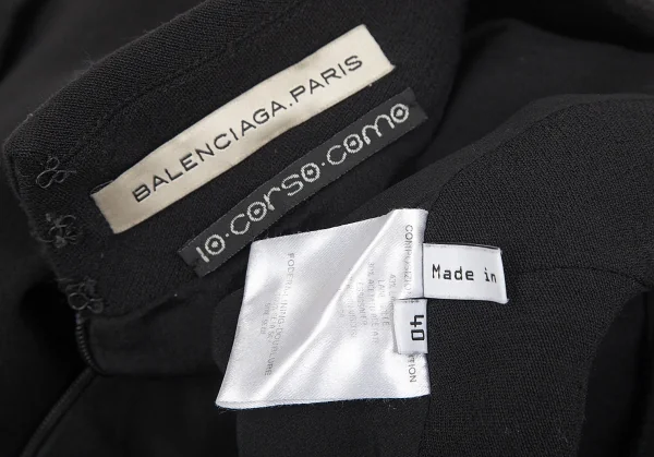 バレンシアガ×コルソコモ BALENCIAGA×10 corso como ウール混タックデザインノースリーブワンピース 黒40 K-79437_014