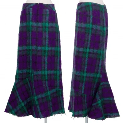 ジュンヤワタナベ コムデギャルソンJUNYA WATANABE COMME des GARCONSシャギーチェックカーブ切替スカート