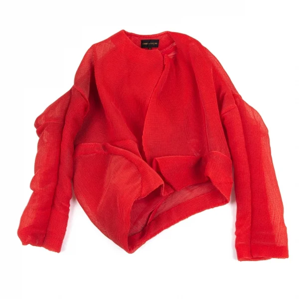 コムデギャルソンCOMME des GARCONSボックスプリーツチュールノーカラー変形ジャケット 赤M K-79536_002