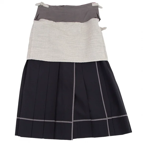 コムデギャルソンCOMME des GARCONS異素材切替インサイドアウトラップスカート 黒生成り他M K-79538_002