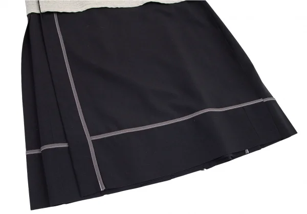 コムデギャルソンCOMME des GARCONS異素材切替インサイドアウトラップスカート 黒生成り他M K-79538_008