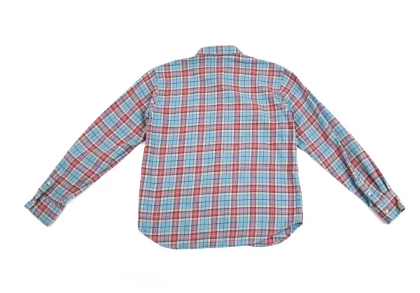 マドモアゼルノンノンMademoiselle NON NON コットンチェックネルシャツ 水色赤他38M K-79549_012