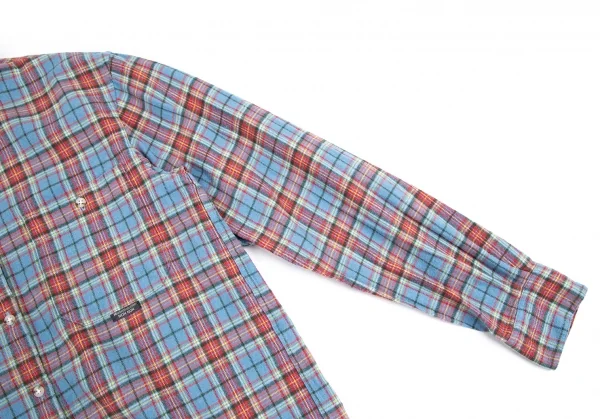 マドモアゼルノンノンMademoiselle NON NON コットンチェックネルシャツ 水色赤他38M K-79549_008