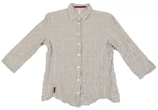 マドモアゼルノンノンMademoiselle NON NON ギンガムチェック七分袖シャツ カーキ白38M K-79555_002