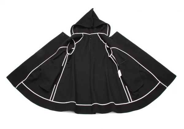 コムデギャルソンCOMME des GARCONS ピリングウール二次元フーデッドダブルコート 黒S K-79588_010