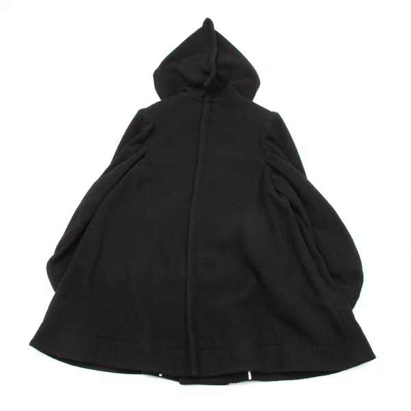 コムデギャルソンCOMME des GARCONS ピリングウール二次元フーデッドダブルコート 黒S K-79588_011