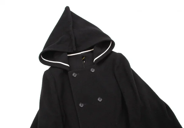 コムデギャルソンCOMME des GARCONS ピリングウール二次元フーデッドダブルコート 黒S K-79588_003