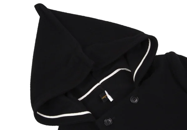 コムデギャルソンCOMME des GARCONS ピリングウール二次元フーデッドダブルコート 黒S K-79588_004