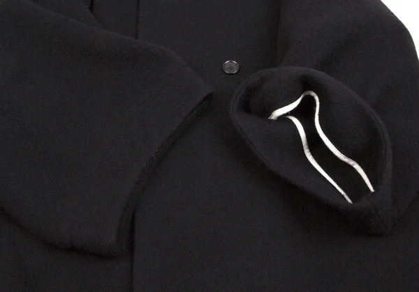 コムデギャルソンCOMME des GARCONS ピリングウール二次元フーデッドダブルコート 黒S K-79588_007
