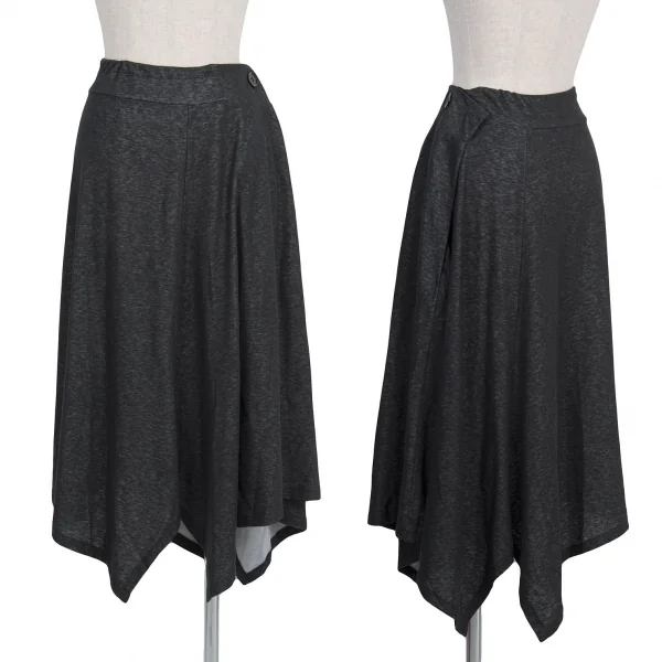 ヨウジヤマモト ノアールYohji Yamamoto NOIR コットンポリ天竺ラップデザインスカート チャコール3 K-79603_001