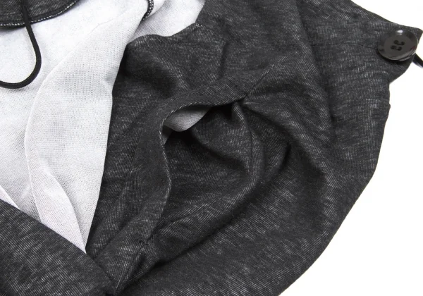 ヨウジヤマモト ノアールYohji Yamamoto NOIR コットンポリ天竺ラップデザインスカート チャコール3 K-79603_006