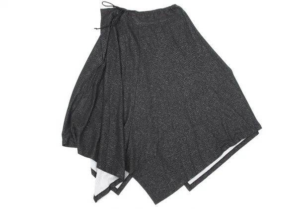 ヨウジヤマモト ノアールYohji Yamamoto NOIR コットンポリ天竺ラップデザインスカート チャコール3 K-79603_009