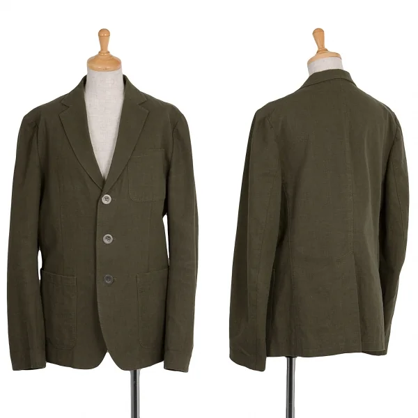 ワイズ レッドレーベルY's Red Label コットンリネン3パッチジャケット カーキ4 K-79608_001