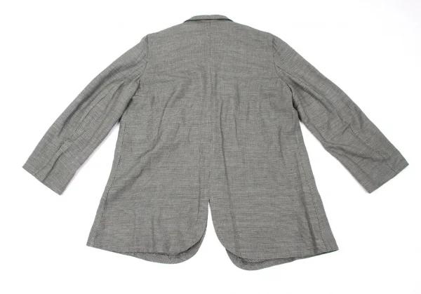 ワイズY's リネンコットンパピートゥースボタンレスジャケット 白黒3 K-79618_011