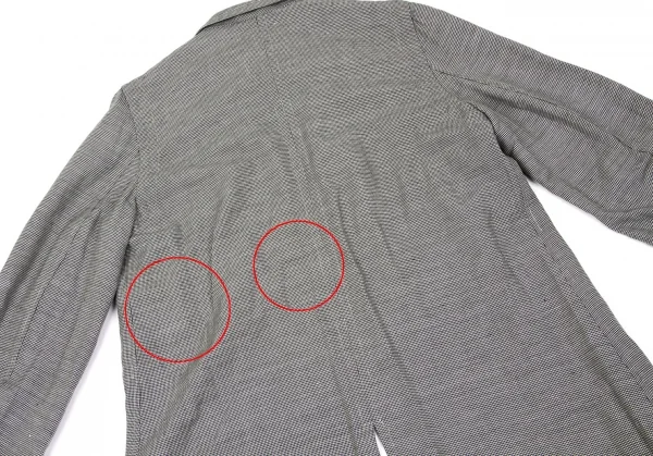 ワイズY's リネンコットンパピートゥースボタンレスジャケット 白黒3 K-79618_012