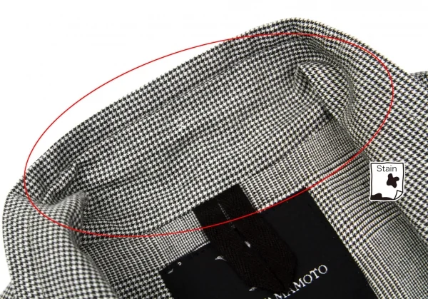 ワイズY's リネンコットンパピートゥースボタンレスジャケット 白黒3 K-79618_005