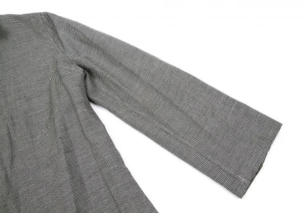 ワイズY's リネンコットンパピートゥースボタンレスジャケット 白黒3 K-79618_007