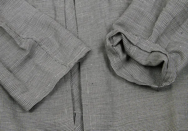 ワイズY's リネンコットンパピートゥースボタンレスジャケット 白黒3 K-79618_008