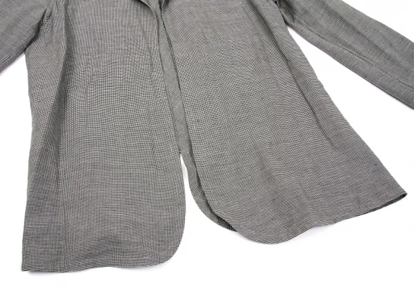 ワイズY's リネンコットンパピートゥースボタンレスジャケット 白黒3 K-79618_009