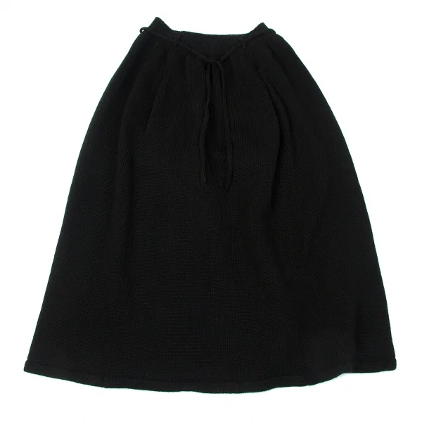ワイズY's ウールドローコードベルトニットスカート 黒2 K-79634_002
