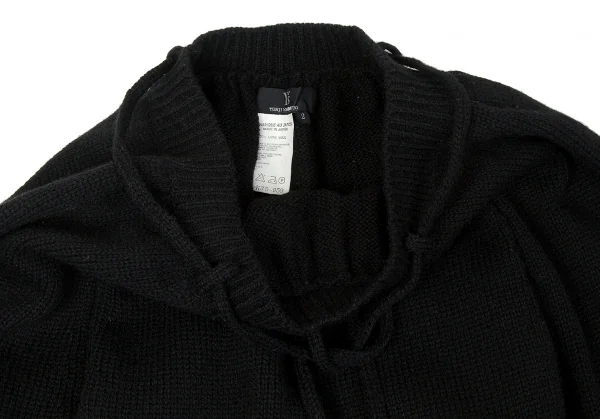 ワイズY's ウールドローコードベルトニットスカート 黒2 K-79634_005