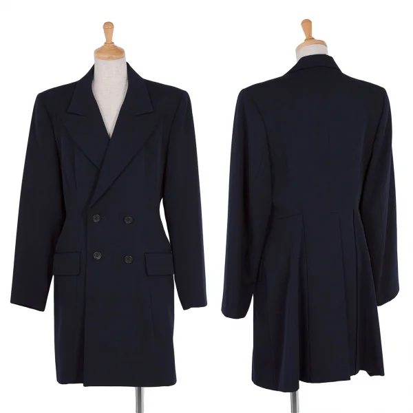 Y's Wool Gabardine Long Jacket Navy S-M K-79650_001