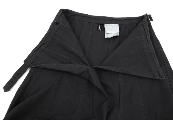 トリココムデギャルソンtricot COMME des GARCONS コットン製品染めストライプハーフラップゴアードスカート 黒S K-79776_010